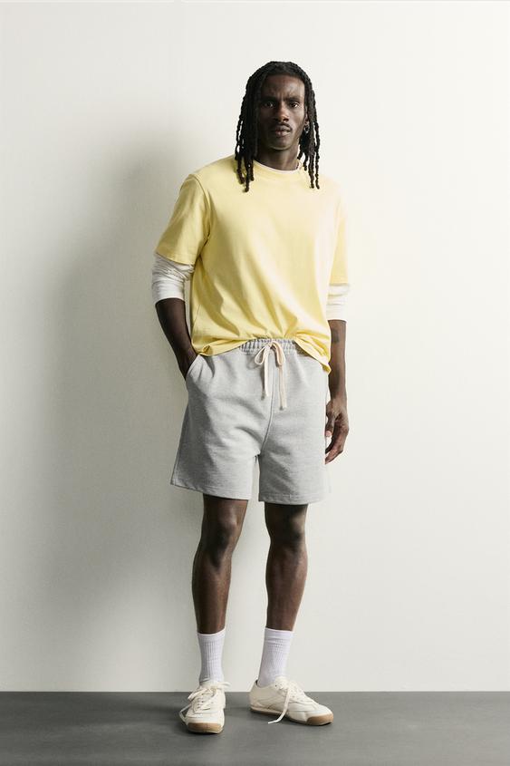 RELAXED FIT JOGGER BERMUDA SHORTS - Grey marl by Zara - Image 0