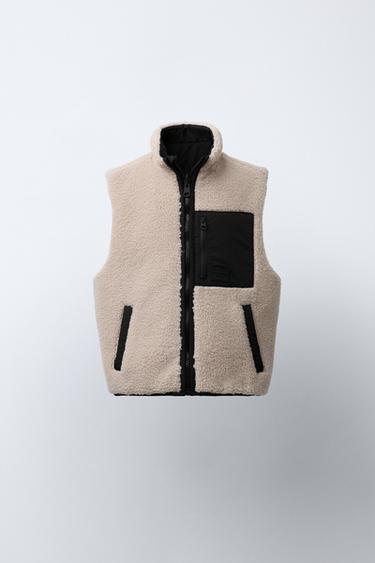 REVERSIBLE FAUX SHEARLING WAISTCOAT - Ecru by Zara - Image 0