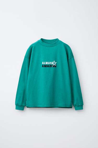 T-SHIRT WITH RAISED PRINT - Green by Zara - Image 0