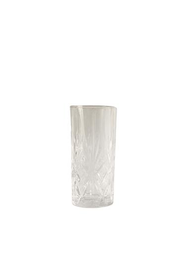 TALL GLASS WITH RAISED DESIGN - Transparent by Zara