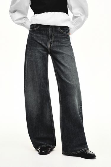 TRF EXTRA WIDE LEG HIGH-WAIST JEANS - Navy blue by Zara