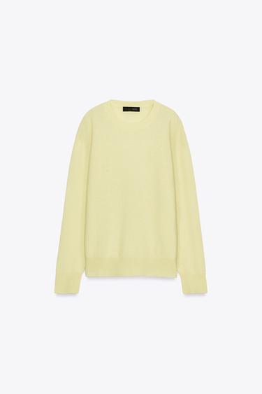 100% EXTRA-SOFT WOOL JUMPER WITH LONG SLEEVES - Light yellow by Zara