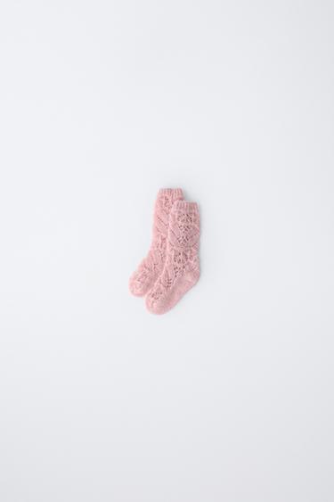 THICK KNIT WOOL AND ALPACA SOCKS - Dusty pink by Zara