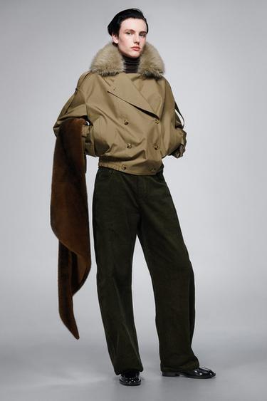 ZW COLLECTION CORDUROY TROUSERS - Mid-green by Zara