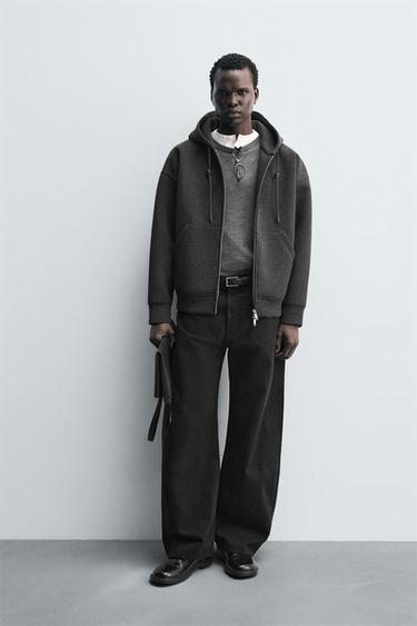 NEOPRENE-EFFECT HOODIE - Dark grey by Zara