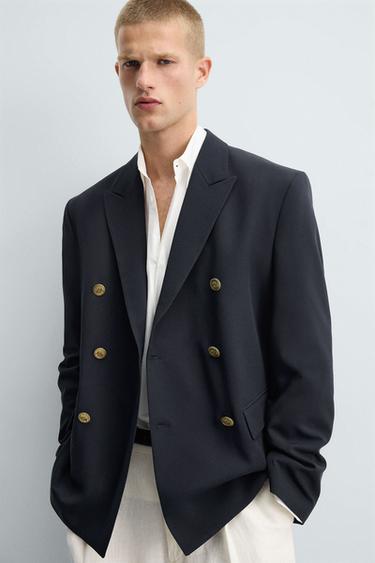 DOUBLE-BREASTED BLAZER - Dark navy by Zara
