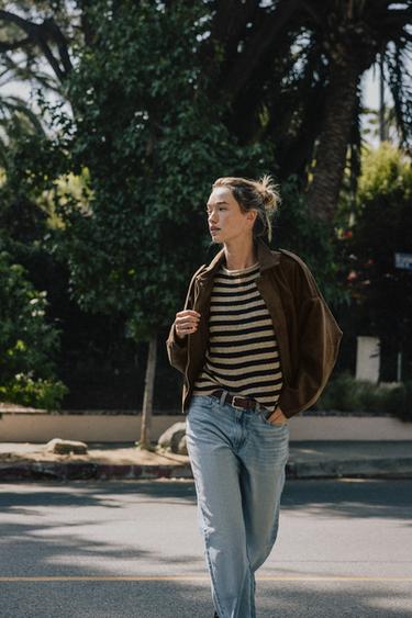 SUEDE EFFECT BOMBER JACKET - Dark brown by Zara