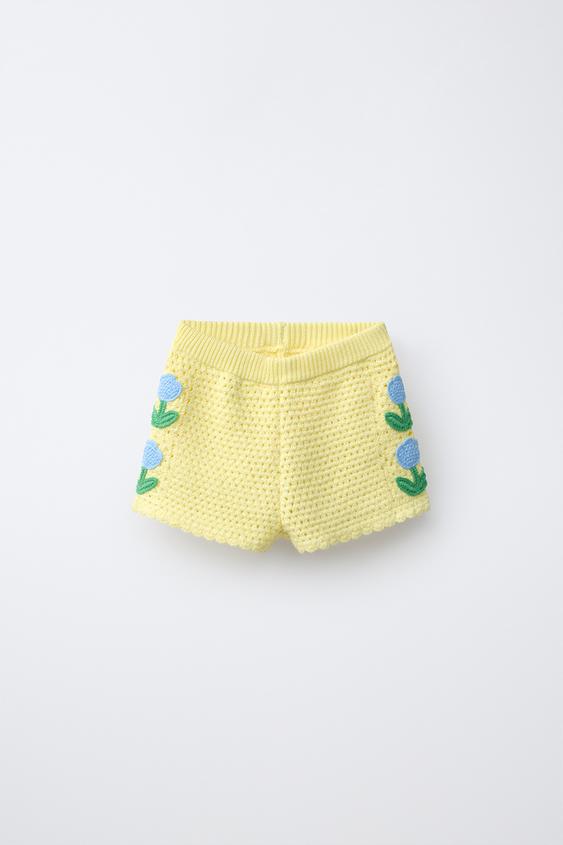 CROCHET TULIP SHORTS - Pastel yellow by Zara - Image 0