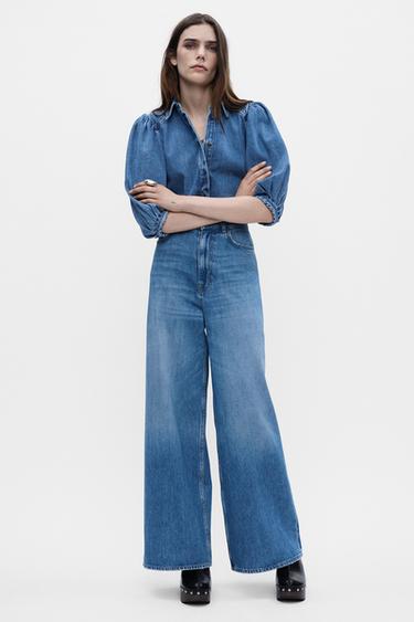 ZW COLLECTION HIGH-WAIST PALAZZO JEANS - Blue by Zara - Image 0