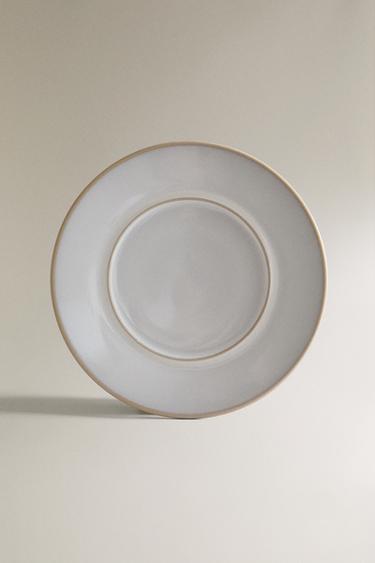 DESSERT PLATE WITH ECRU RIM - White by Zara - Image 0