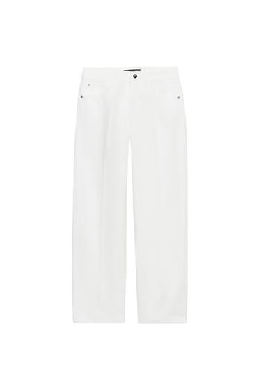 Z1975 MID-WAIST BARREL JEANS WITH PRESSED CREASE - White by Zara