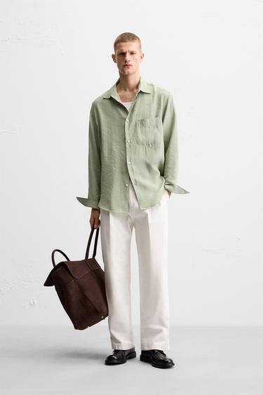 RELAXED SHIRT WITH POCKET - Sea green by Zara - Image 0