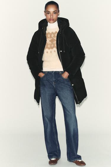 RUBBERISED WINDPROOF SEMI-LONG ANORAK - Black by Zara