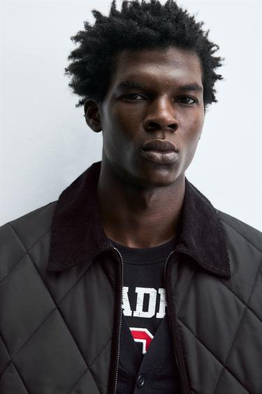 CONTRAST COLLAR QUILTED JACKET - Black by Zara