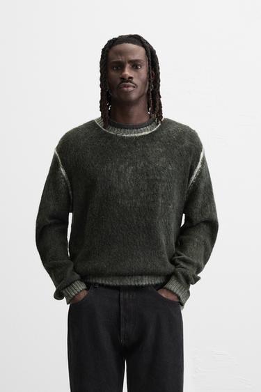 SPRAY PRINT SWEATER - Green / Blue by Zara