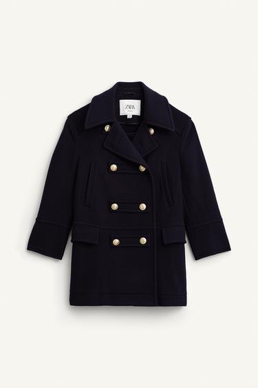 LIMITED EDITION WOOL BLEND DOUBLE-BREASTED COAT - Navy blue by Zara
