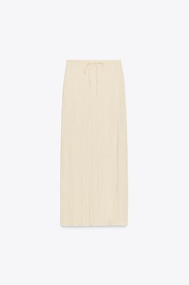 TEXTURED MIDI SKIRT - Light yellow by Zara