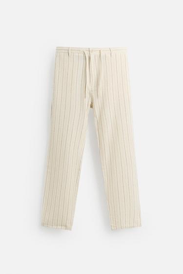 STRIPED JACQUARD TROUSERS - Ecru by Zara