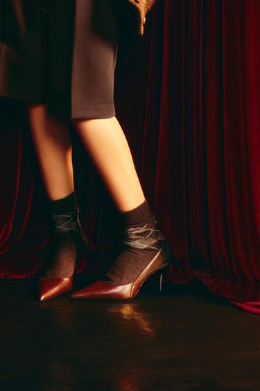 LEATHER SLINGBACK SHOES - Brown by Zara