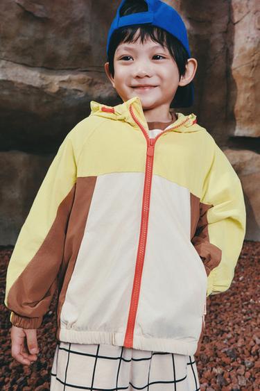 LIGHTWEIGHT COLOUR BLOCK RAINCOAT - Ecru/Yellow by Zara