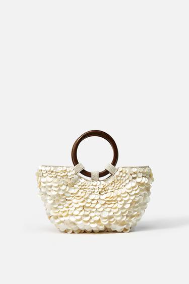 PEARLESCENT APPLIQUÉ BAG - Pearl grey by Zara
