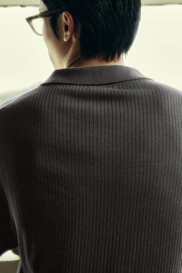 RIB KNIT POLO SHIRT - Anthracite grey by Zara
