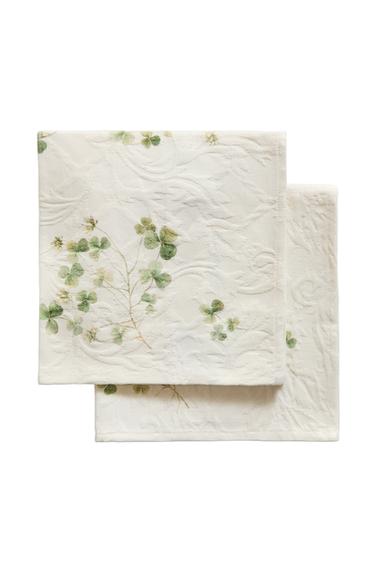 PACK OF JACQUARD NAPKINS WITH CLOVER PRINT (PACK OF 2) - Green by Zara