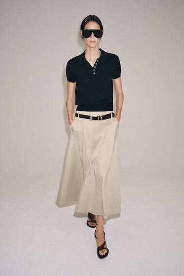 SHORT SLEEVE KNIT POLO SHIRT - Black by Zara