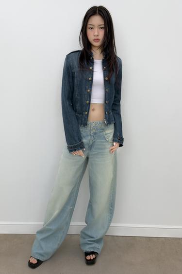 TRF DENIM JACKET WITH BUTTONS - Navy blue by Zara