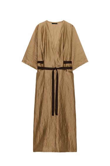 ZW COLLECTION LINEN BLEND TUNIC DRESS - Mid-camel by Zara