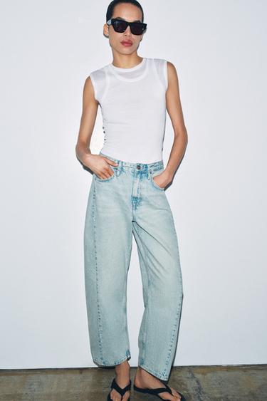 ZW COLLECTION MID-RISE RELAXED ANKLE JEANS - Light blue by Zara