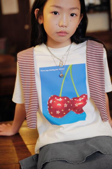 RHINESTONE PHOTOGRAPHIC PRINT T-SHIRT - Ecru by Zara