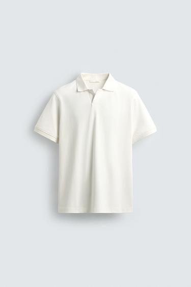 TEXTURED PIQUÉ POLO SHIRT - Oyster-white by Zara