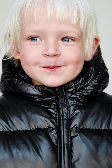DOWN AND FEATHER HOODED WATER-REPELLENT PUFFER JACKET - Black by Zara