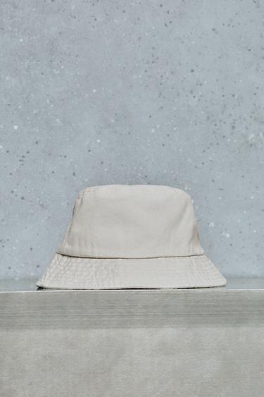 BUCKET HAT WITH STITCHING - Ecru / Marl by Zara