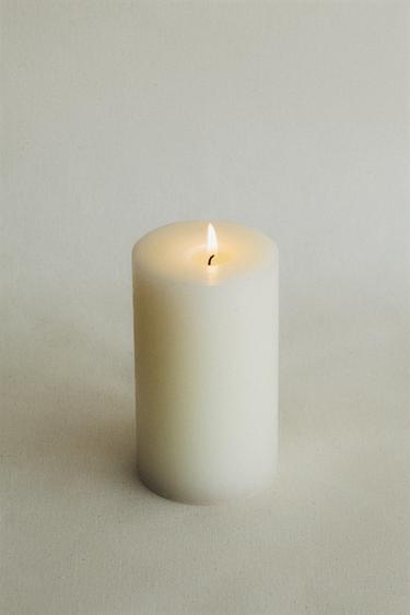DECORATIVE CYLINDRICAL CANDLE - White by Zara