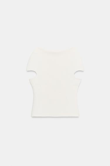 KNIT BOAT NECK TOP - White by Zara