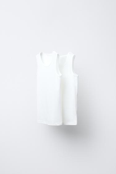 6-14 YEARS / 2-PACK OF PLAIN SLEEVELESS TOPS - Oyster-white by Zara