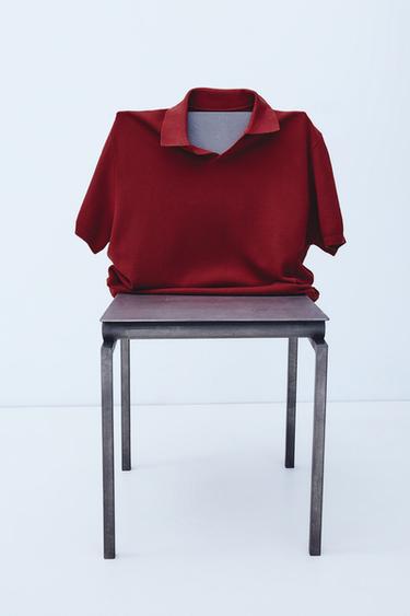 TEXTURED KNIT POLO SHIRT - Red by Zara