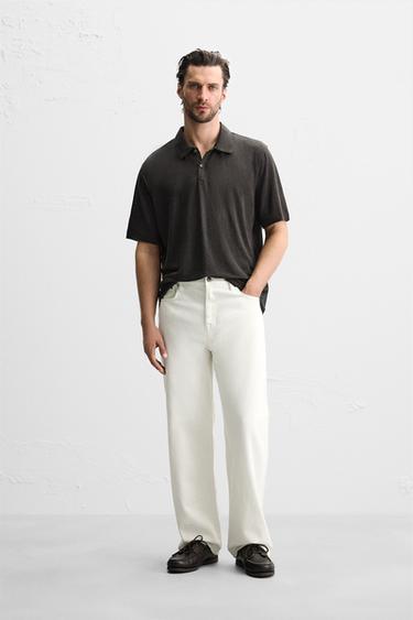 LINEN BLEND POLO SHIRT - Anthracite grey by Zara - Image 0
