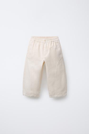 BALLOON CANVAS TROUSERS - Ecru by Zara
