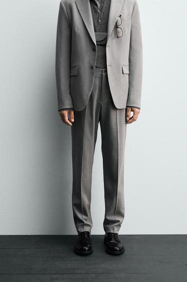 TEXTURED SUIT TROUSERS - Light grey by Zara
