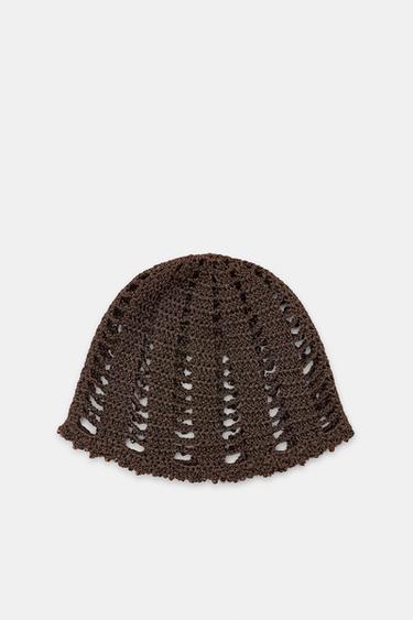 CROCHET SKULLCAP WITH BEADS - Brown by Zara