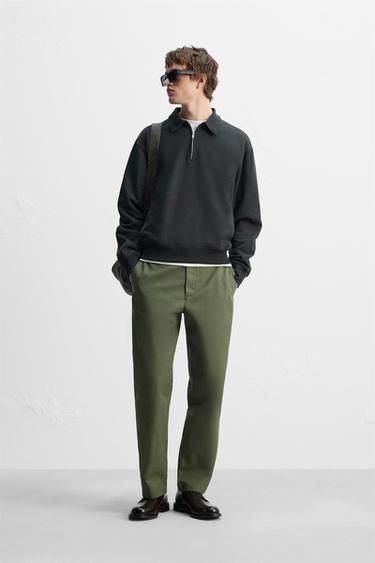 POLO SWEATSHIRT WITH ZIP - Charcoal by Zara