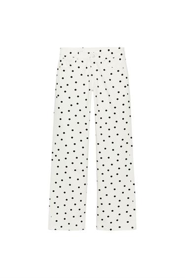 TRF LOW-RISE WIDE-LEG DOT JEANS - only one by Zara