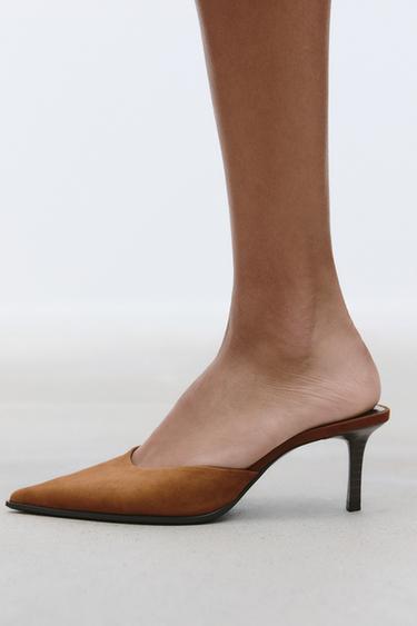 SLINGBACK SUEDE MULES - Dark tan by Zara - Image 0