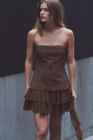 FRILL SKORT - Black / Brown by Zara