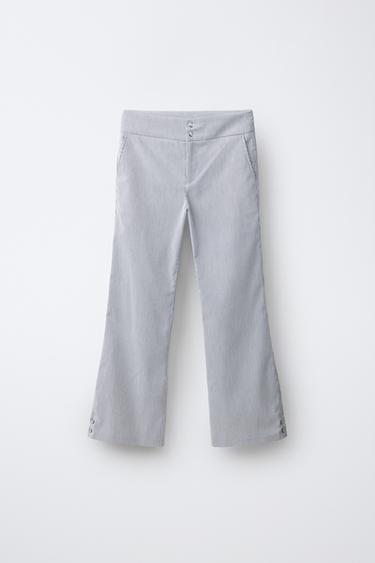 STRIPED FLARE TROUSERS - Navy / White by Zara