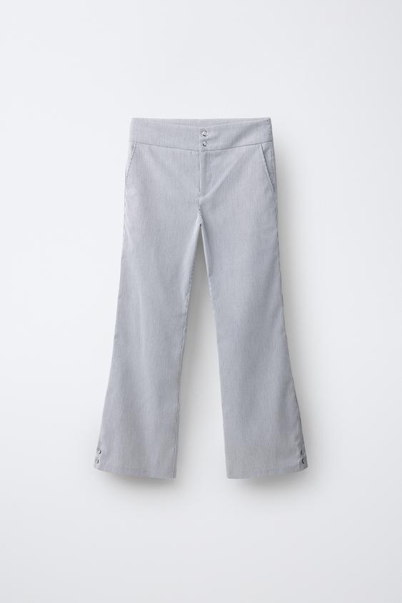 STRIPED FLARE TROUSERS - Navy / White by Zara - Image 0