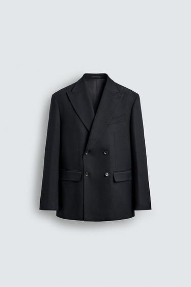 DOUBLE-BREASTED SUIT BLAZER - Navy blue by Zara